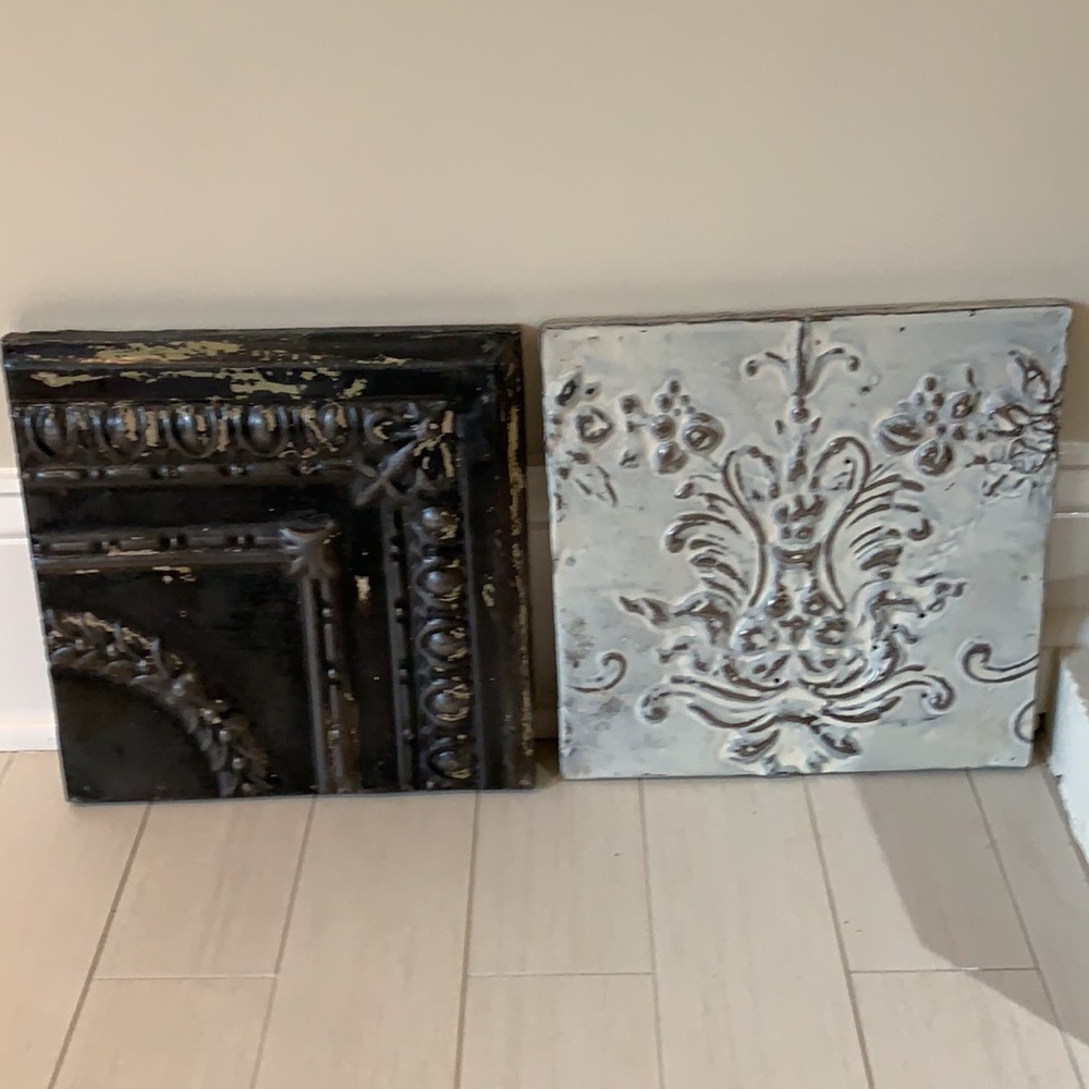 Olde Good Things set of 2 architecture tin panels